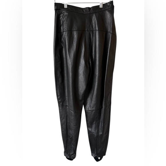 Vintage Cedars Black Leather Stirrup Pants Ankle Zip‎ High Waist Size 10 - Picture 15 of 16